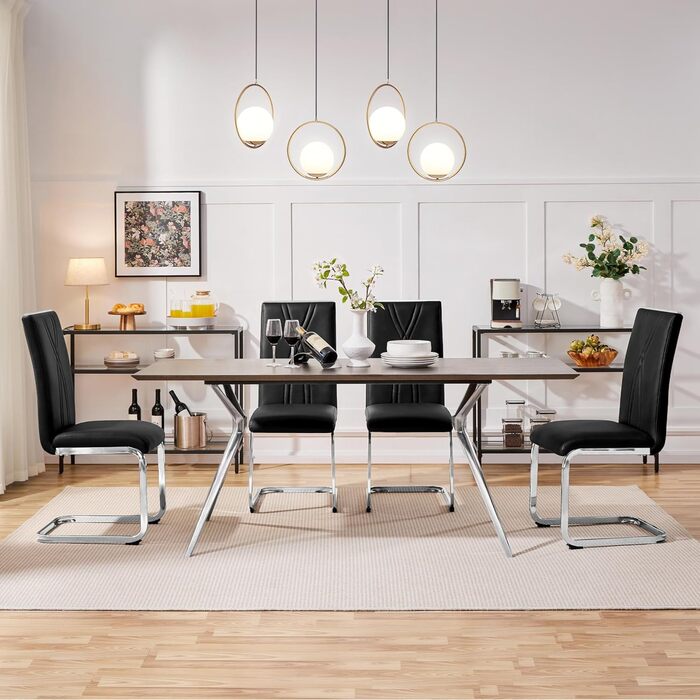 Комплект обідніх стільців Yaheetech з 2 шт. , кухонний стілець, консольний стілець з металевою основою, ергономічний стілець для відвідувачів, консольні стільці для їдальні/кухні/ресторану, чорний 2 чорного кольору