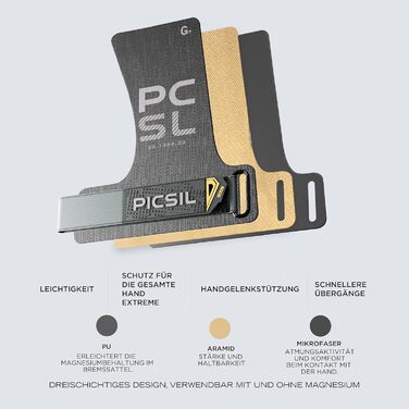 Рукоятки PICSIL Heron захист рук з арамідного волокна, для використання з крейдою або без неї, для WOD, крос-тренінгу, калістеніки, фітнесу, включаючи футляр та бинти Moonless G