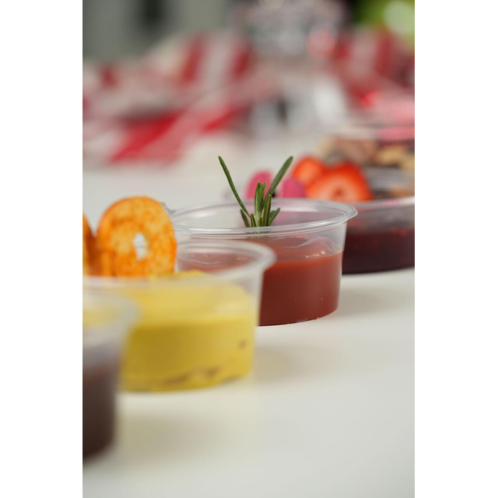 Контейнери для зберігання Inoverse на 500 предметів, стаканчики для заправки з кришками 80 мл стаканчики для соусу з ПП, прозорі контейнери для соусів на винос, контейнери для соусу, стаканчики для дегустації, стаканчики для делікатесів, без BPA 80 мл.