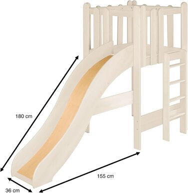 Дитяче ігрове ліжко-будиночок BioKinder дерев'яне ліжко з вежею і гіркою Ной з сертифікованого масиву сосни натурального білого ко