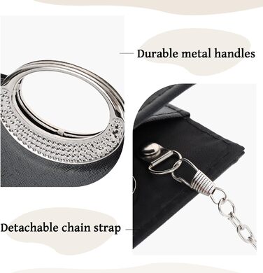 Чорне клатч-зімкнення зі знімним ланцюжком. Елегантна жіноча сумочка для вечірок, весіль, вечер та повсякденного використання.
