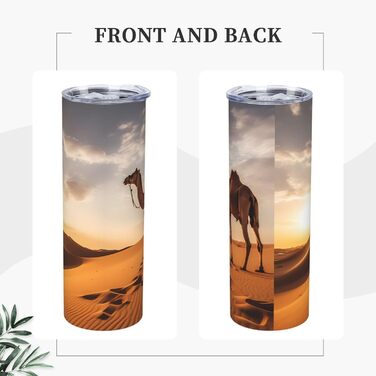 Кухоль з прямою трубочкою, 590 мл, одинокий верблюд, з принтом, дорожній кухоль, підходить для кемпінгу, офісу та дому