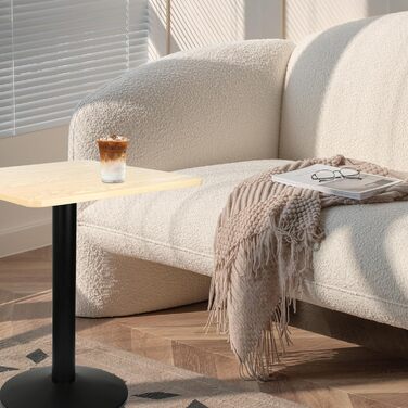 Обідній стіл OHMG, квадратний, на одній ніжці, європейський стиль, підходить для 4 осіб, виготовлений з заліза та дерев&39яних дощок, кухонний стіл, обідній стіл, стіл для вітальні, стоячий стіл 60*60*75 см (прямокутник-60*60*75 см-D)