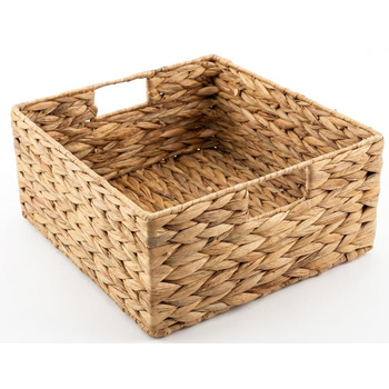 Екологічний кошик для зберігання з водяного гіацинта ручного плетіння, підходить для полиць Kallax (піввідсіку) 30 x 34 x 15 см натуральний