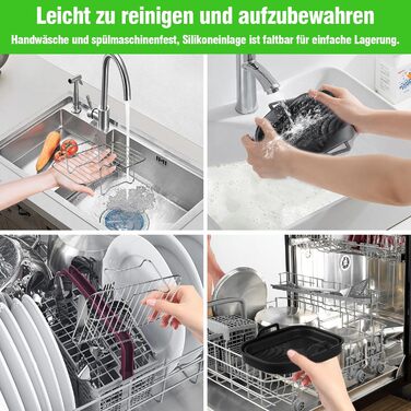 Аксесуари для фритюрниці Slumou, Аксесуари для подвійної фритюрниці для Ninja Foodi AF400EU, AF400EUCP, Cosori, подвійні аксесуари для фритюрниці 7.6-9.5 л, 5 шт. зі складною силіконовою формою, решітки для фритюрниці, масляна щітка