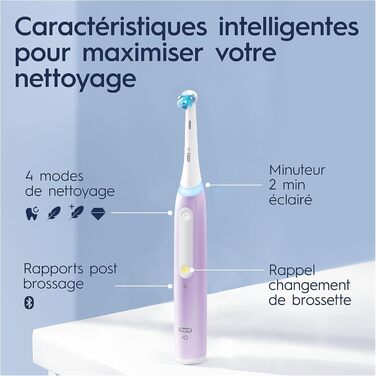 Електрична зубна щітка Oral-B iO 4N, лаванда, з Bluetooth, 1 щітка, 1 дорожній кейс одинарний