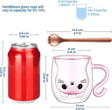 Кавова чашка 290 мл Кавове скло Чайні склянки для капучино, латте макіато, чаю, молока, МОРОЗИВО, ПИВО, Подарунки на день святого