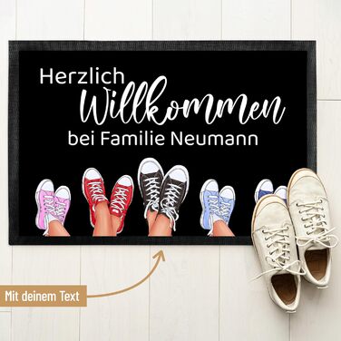 Килимок для дверей з принтом True Statements &quotЛаскаво просимо&quot з вашим власним текстом та до 5 кросівок - для використання в приміщенні та на вулиці - подарунок на новосілля, Різдво, день народження (105 x 70 см) Кросівки 70 x 105 см (прямокутні)