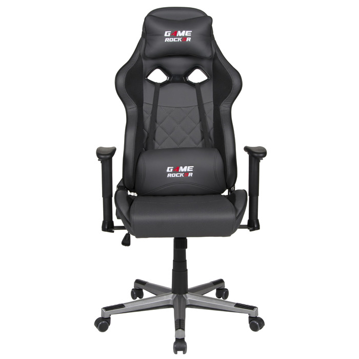 Ігрове крісло GAME ROCKER G-20 зі штучної шкіри чорного/антрацитового кольору, вантажопідйомність до 110 кг