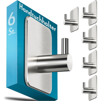 Рушникосушка Menz без свердління, 6 шт. - гачки для рушників для ванної з нержавіючої сталі, водонепроникні клейкі гачки, стильні