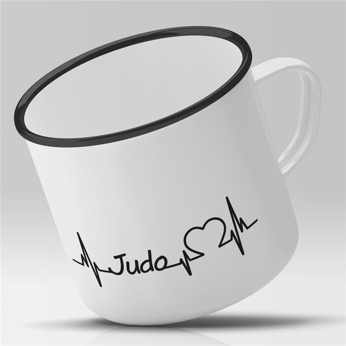 Емальована чашка Дзюдо Подарунок Чашка для кави Vintage 300 мл Дзюдо Ідея подарунка