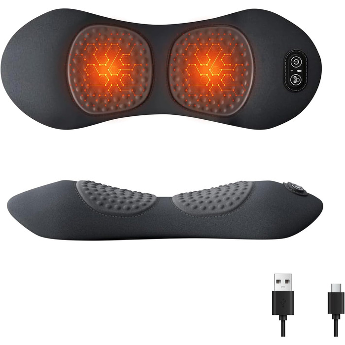 Поперекова опорна подушка 3-в-1, електрична поперекова опорна подушка з підігрівом та вібрацією, поперековий масажер для полегшення болю в попереку та хребті (A)