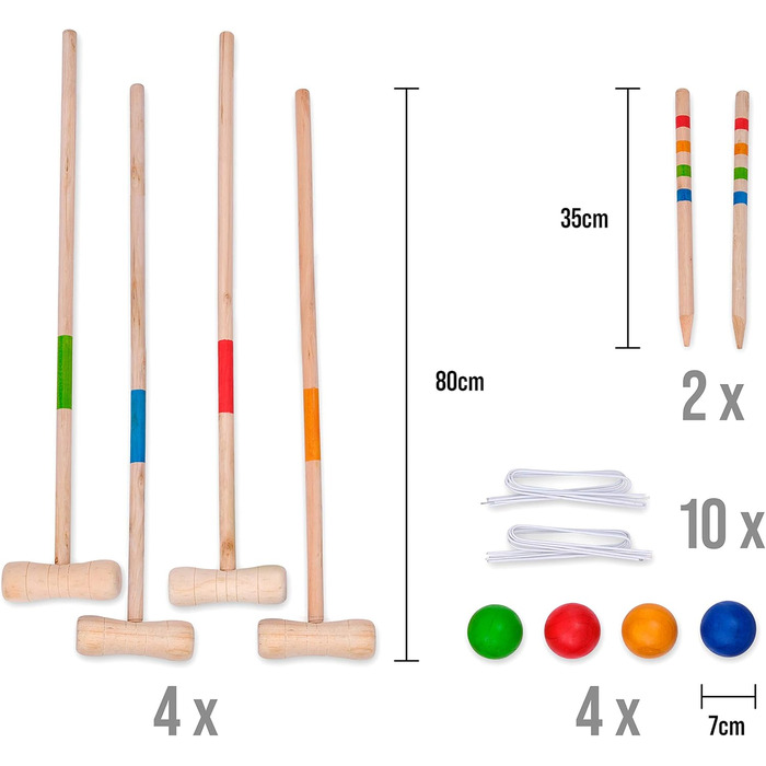 Набір для крокету Ocean 5 Гра в крокет на свіжому повітрі, дерев&39яна гра на спритність, для дітей та дорослих, для 2-4 гравців, Крокет XXL