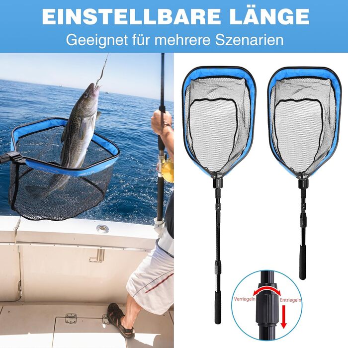 Підсак FLISSA для риболовлі, плавуча рибальська сітка, гумована рибальська сітка, складна, розсувна та зручна для риби, ідеально підходить для нахлистової риболовлі, риболовлі з каяка або човна