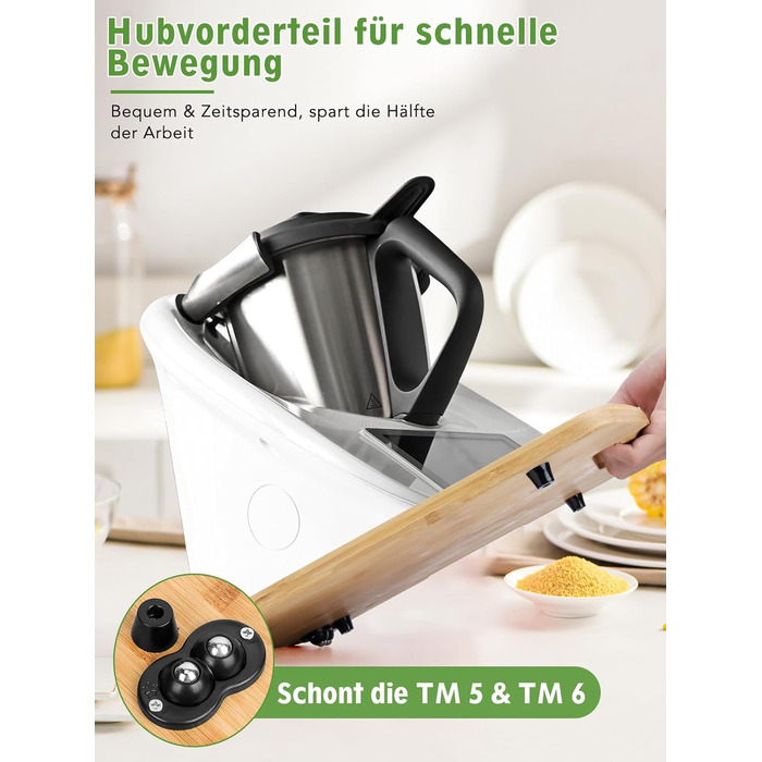 Розсувна дошка для Thermomix TM6 TM5, бамбукова ковзна дошка Дерев'яна швидкорухома дошка Slider Pad для кухонного комбайна Thermomix Vorwerk TM5 TM6 Аксесуари