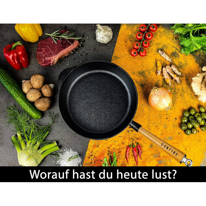 Чавунна сковорода Oakfire 28 см - Чавунна сковорода для індукції - Міцна чавунна сковорода - Чавунна сковорода для гриля для смаже