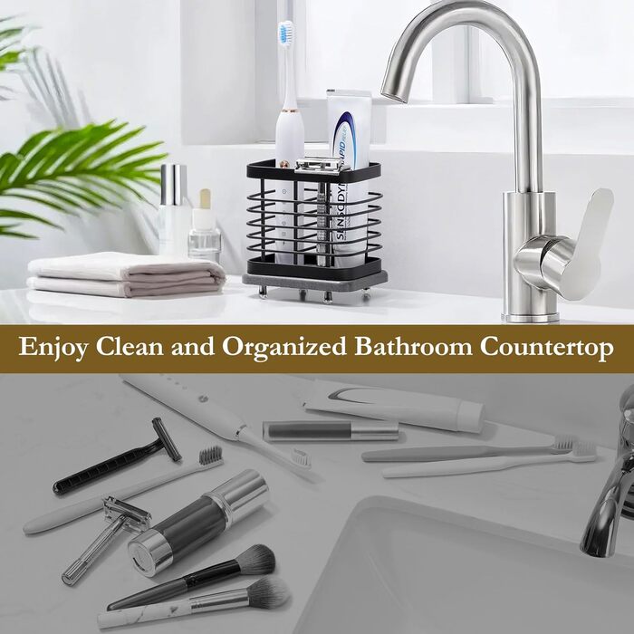 Настінний тримач зубної щітки Shinowa для ванної кімнати, тримач зубної пасти для електричної зубної щітки з нержавіючої сталі з лотком для швидкого висихання, 2 клейовими прорізами та настільним приладдям для ванної кімнати Органайзер для душу
