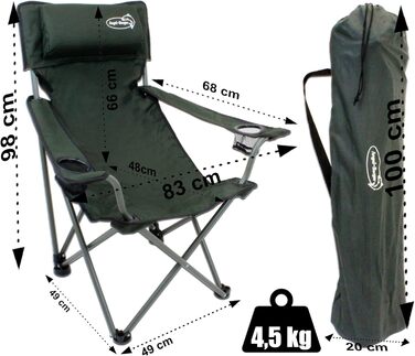 Розкішне розкладне крісло Angel-Berger з підсклянниками, подушкою та підлокітниками, зелене