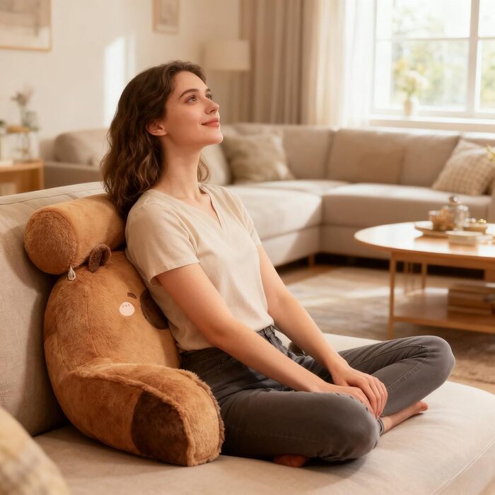 Плюшева подушка для читання у формі капібари, 59,9 см, м&39яка подушка у формі капібари для дорослих та дітей, мила плюшева подушка для спинки з підлокітниками та тваринами, м&39яка, зручна подушка для читання у формі капібари для ліжка та дивана, коричне