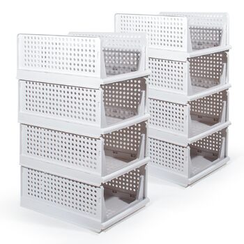 Набір органайзерів для гардеробу з 8 предметів, складні коробки для зберігання, система організації шухляд, шафок та гардеробів (білий - 18 см * 8)