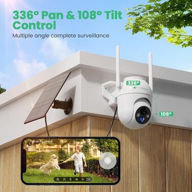 2K Camera Surveillance Outdoor Solar 360 WLAN Camera Outdoor Wireless Outdoor Camera with Color Night Vision and PIR Person Detection Alarm, 2K Camera Surveillance Outdoor Solar 360 WLAN Camera Outdoor Wireless Outdoor Camera with Color Night Vision and P