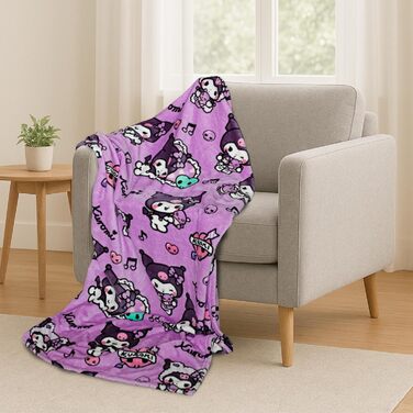 М&39яка ковдра з мікрофібри Kuromi Pink 130x170 см Кавайна ковдра для дівчаток або жінок, плед Sanrio для дивана або ліжка, оригінальна ідея подарунка на Різдво та День народження