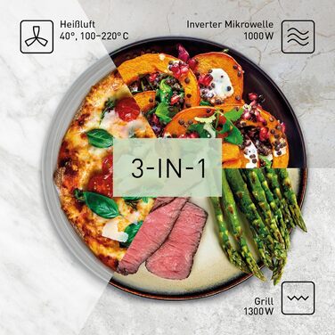 Комбінована мікрохвильова піч Panasonic NN-CD87 (1000 Вт, з гарячим повітрям і грилем, інверторна мікрохвильова піч, 34 літри) нержавіюча сталь, срібляста одинарна мікрохвильова піч NN-CD87