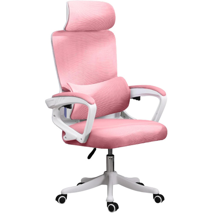 Ергономічне крісло з поперековою опорою Ергономічне крісло, поперекова опора, багатофункціональне крісло, домашнє навчання, комп&39ютерні ігри Сітчасте крісло з високою спинкою (РОЖЕВЕ) Рожеве