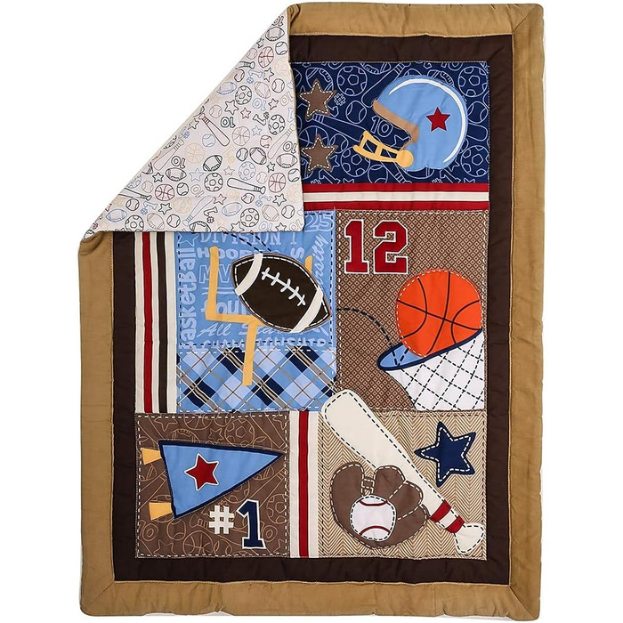 Комплекти постільної білизни для дитячого ліжечка Brandream для немовлят, хлопчиків, Happy Friends and Family Time, спортивний ком