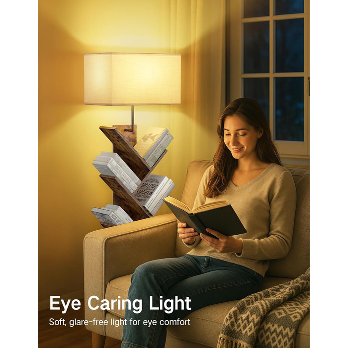 Книжкова полиця у формі дерева з підсвічуванням, 9-ярусна кутова полиця, пульт дистанційного керування та таймер, вузька дерев&39яна окремостояча полиця, невелика полиця для книг, CD та DVD, для вітальні, дитячої кімнати, офісу (колір рустик-коричневий)