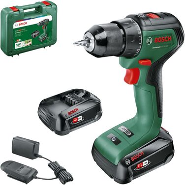 Акумуляторний дриль-шуруповерт Bosch Home and Garden UniversalDrill 18V-60 (2 акумулятора, 18 В, в кейсі) чорний