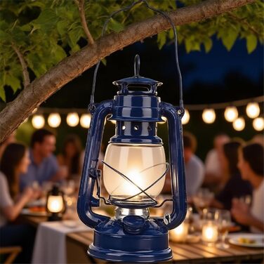 Газова лампа, гасова лампа, гасовий штормовий ліхтар зі скляною колбою, вінтажний кемпінговий ліхтар, портативний підвісний ліхтар для походів на свіжому повітрі, пікніків, декору для дому (синій)