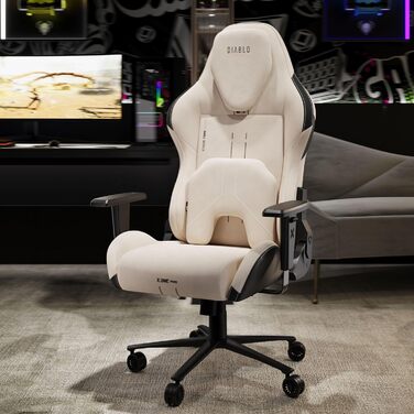 Ігрове крісло Diablo Fabric, ергономічне, з магнітним підголівником та охолоджуваним сидінням, міцна металева основа, регульовані по висоті підлокітники, ПК-крісло, ігрове крісло, 140 кг, Шторм у пустелі