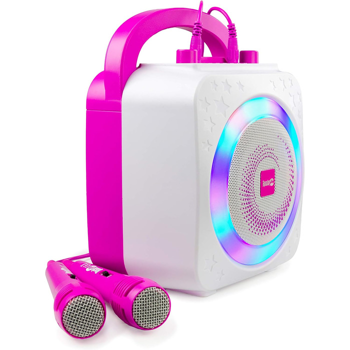 Караоке-машина RockJam Party Karaoke Machine 10 Вт, рожева, з двома мікрофонами