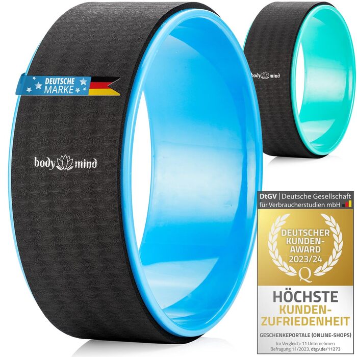 Колесо для йоги, фітнес-колесо для дхарми для асан та розтяжки спини ролик для йоги для розтяжки синього кольору