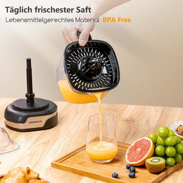 Електрична соковижималка для цитрусових, великий об'єм 1,2 л, соковижималка зі світлодіодним робочим підсвічуванням і 2 знімними к