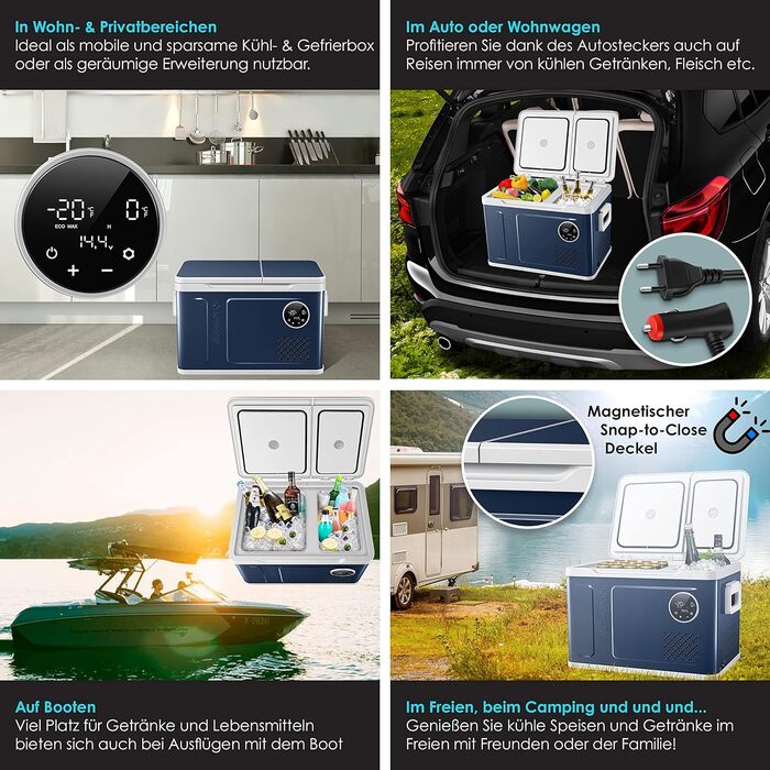 В1 двозонний холодильник та морозильна камера, електрична морозильна камера зі світлодіодним сенсорним керуванням 12/24 В 230 В, о