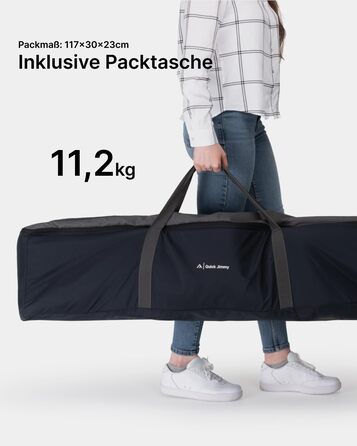 Розкладне ліжечко qeedo Quick Jimmy Travel (210 x 81 см) Стабільне кемпінгове ліжко (до 150 кг) - Темно-сіре