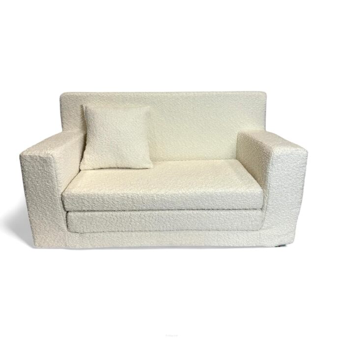 Дитячий диван FORTISLINE, розкладний, тканина з плюшевим мишеням - ігровий диванчик для дітей з функцією сну - дитячий диванчик 83x47x43 см - м&39який пінний диванчик-ліжко, сертифікований Oeko-TEX, бежевий