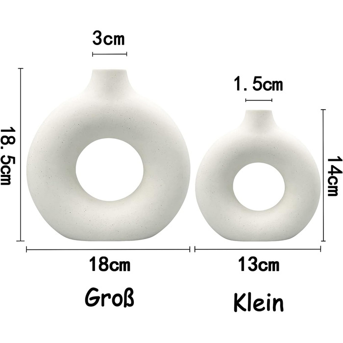 Ваза - Набір з 2 білих керамічних ваз для квітів для прикраси будинку Вази із сухоцвітів для скатертини з пампасною травою, прикра