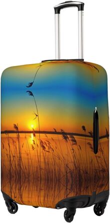Чохол для валізи Прибережна тростина з принтом, еластичний захист від подряпин та пилу, чорний, розмір 95