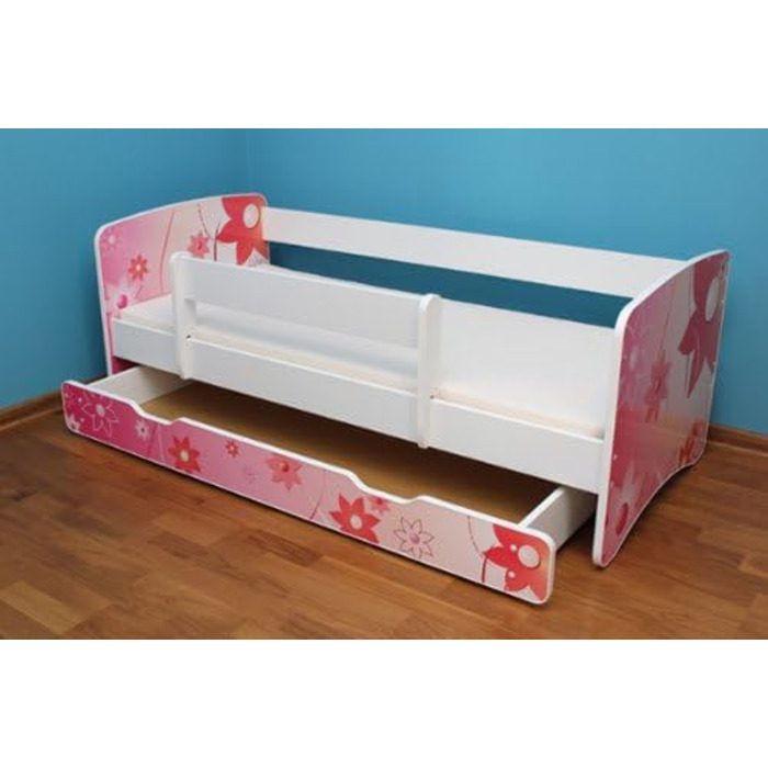 Дитяче ліжко 80x160 із захистом від падіння шухляда, 44 дизайни (поїзд)