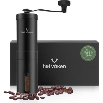 Ручна кавомолка HEI Vken з конічною кавомолкою - Регульований помел - Ручна кавомолка з нержавіючої сталі для дому та в дорозі