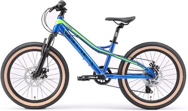 Гірський велосипед BIKESTAR з алюмінію, дитячий, 20 дюймів, вік 6-9 років, хардтейл 7-швидкісна коробка передач Shimano, дискові гальма, амортизаційна вилка Дитячий велосипед Безризикова пробна версія, синьо-зелений