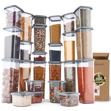 Герметичні контейнери для зберігання з кришками комплект з 24 предметів Антрацит - Штабелюються та економлять місце для кухні, герметичні банки для зберігання, контейнери для борошна, харчові контейнери, контейнери для зберігання, коробки для зберігання А