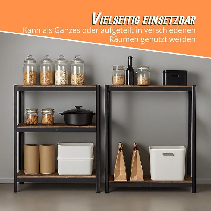 Міцний стелаж Relaxdays, ВШХ 168x80x40 см, 350 кг, 5 полиць, індустріальний стиль, полиця для зберігання в підвалі, вставного типу, чорний/коричневий