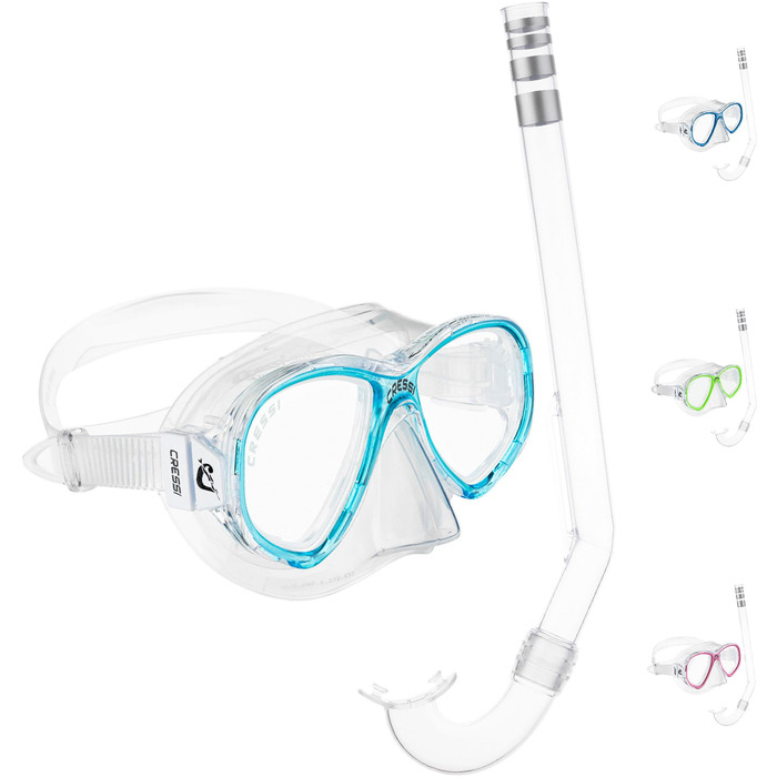 Маска або комбінований набір маска Perla Jr трубка Minigringo, один розмір, дитячий унісекс комбінований набір, прозорий/аквамариновий