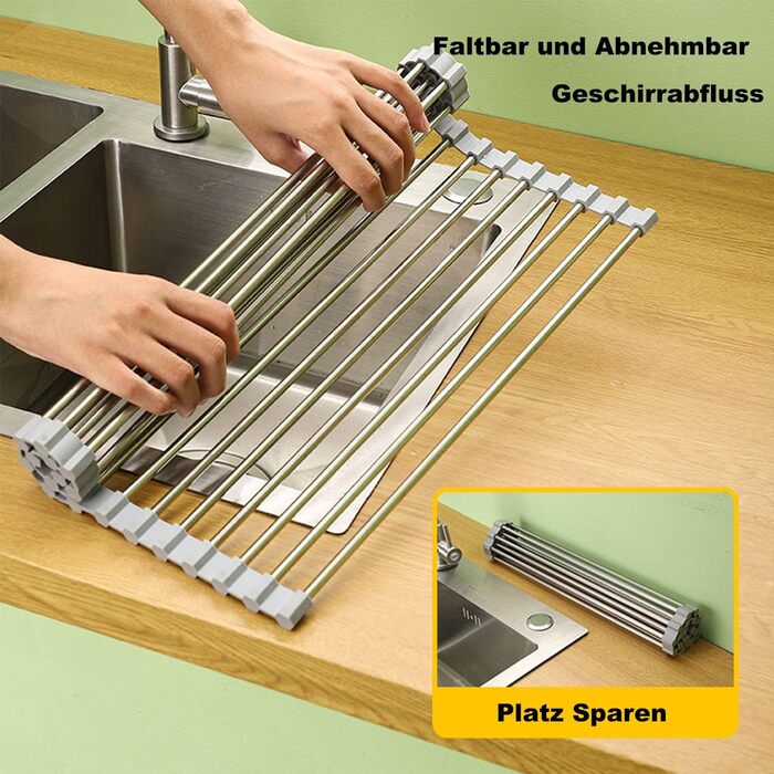 Сушарка для посуду ViWaVee, Складана та знімна сушарка для посуду над мийкою, килимок для зливу, сушарка-стійка для чашок, фруктів