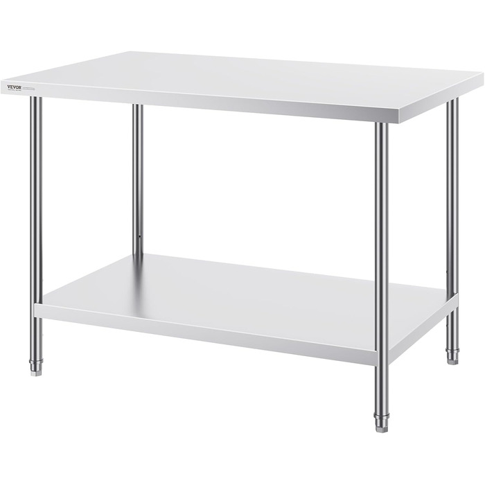 Кухонний робочий стіл з нержавіючої сталі VEVOR, стіл з нержавіючої сталі з 4 універсальними колесами, кухонний стіл для підготовчих робіт на кухні, 76 x 122 x 86 см (762 x 1219 x 864 мм)