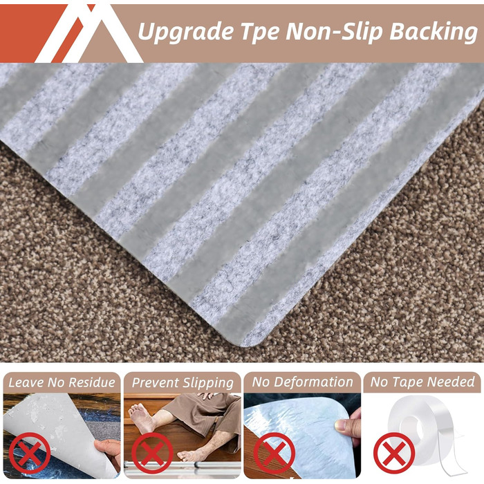 Килим COSY HOMEER, нековзний, 71,1 x 22,9 см, доріжка для дерев&39яних сходів, килимки для сходів для дітей та собак, основа 100 поліестер TPE, 15 шт. , бежевий, захищає підлогу 15 шт. бежевий